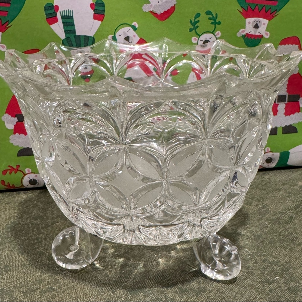 Vintage Hofbauer Byrdes Lead Crystal Footed Candy Dish